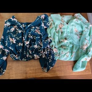 Bundle of 2 Torrid Sheer Floral Tunics in 2 or 2X!